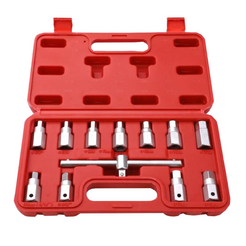 

12-Piece Set Of 3/8 Hexagonal Oil Pan Oil Drain Screw Socket Wrench Special Car Disassembly And Maintenance Tool