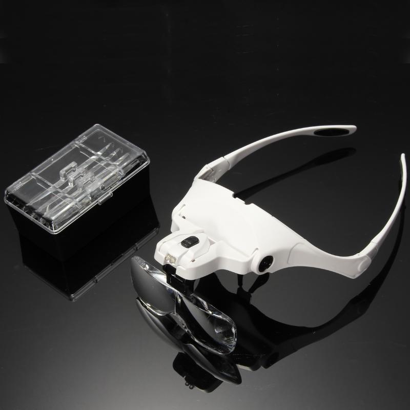 

Adjustable False Eyelash Magnifying Glass Magnifier 5 Lens Loupe Headband LED Light Lamp Magnifying Glasses Eyelash Extension