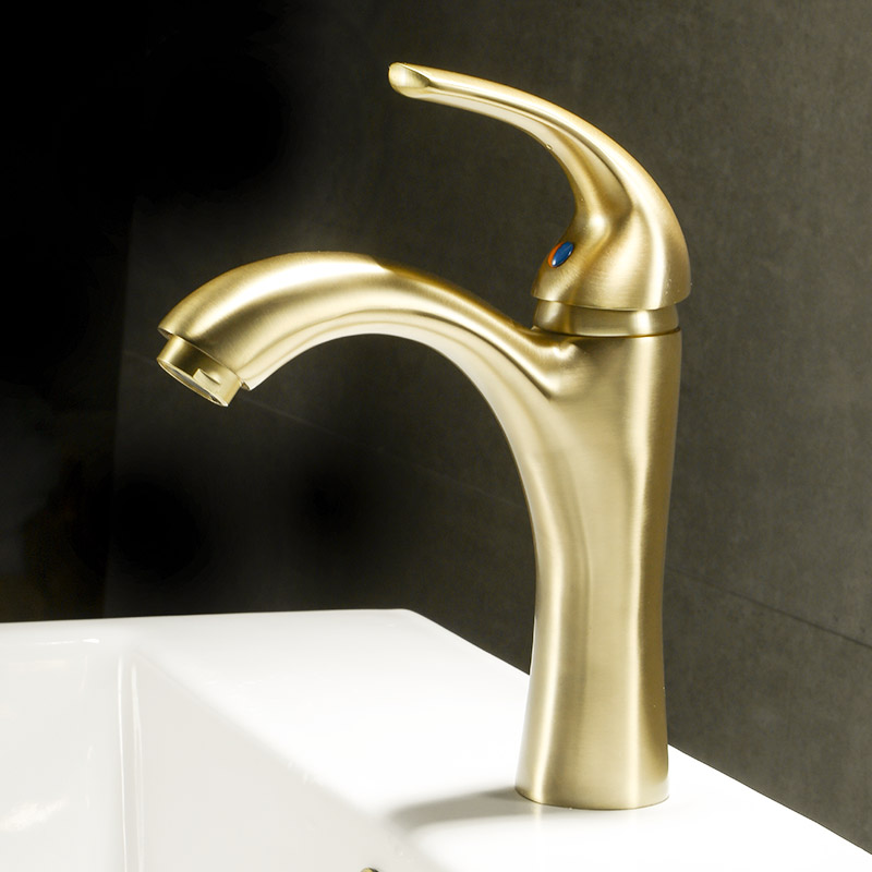 

Bathroom Brushed Gold Basin Faucet Brass Mixer Sink Faucet Single Handle Deck Mounted Toilet Tap