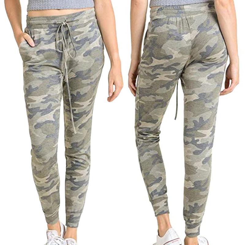 

Fashion Women Casual Camouflage Frenulum Pants Lady Loose Pants Motion Trousers Autumn Women Comfortable Sports Casual F, Green