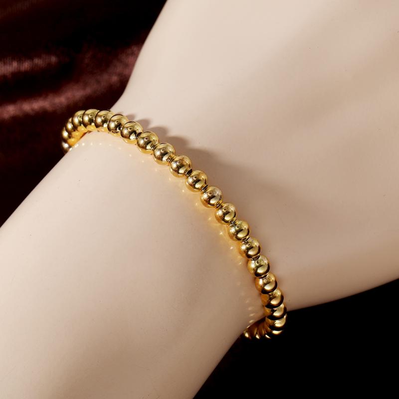 

Gold Stainless Steel 4mm Beaded Bracelet Pulseras Mujer Moda Friendship Jewelry Fashion Diy Bijoux Femme Simple Bracelets Whole