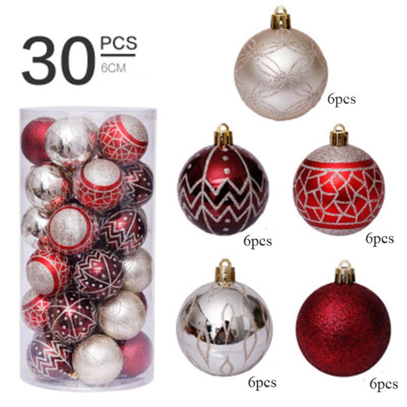 

30pcs 6cm Christmas Tree Decoration Red Gold Painted Ball Set Pendant
