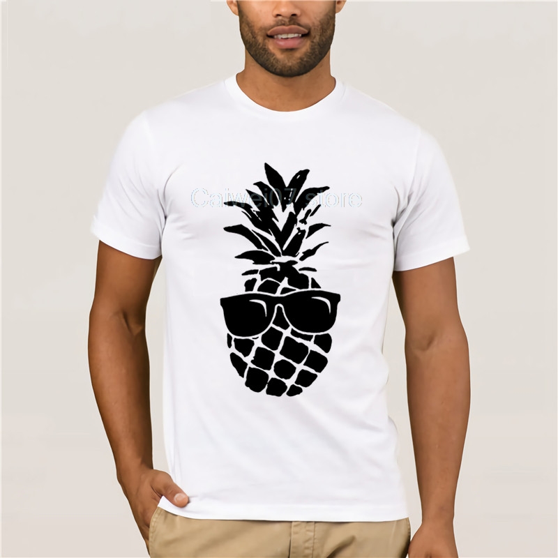 

Summer Fit Slim Men T-Shirts 100% Cotton Women Tank O-Neck Pineapple Sunglasses Printed Casual Cool Short-Sleeve T-Shirt, Women light grey