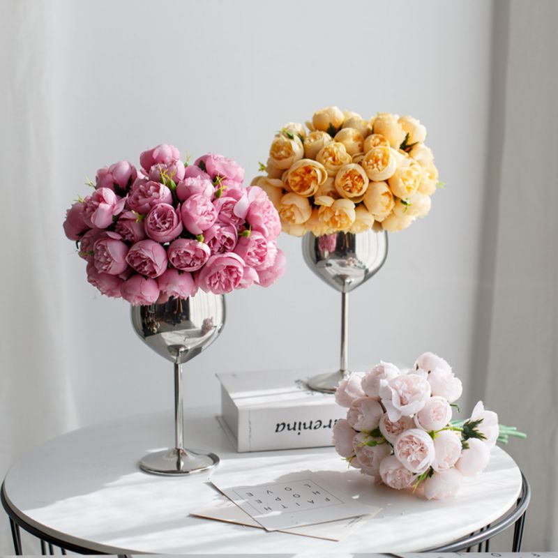 

Artificial Flowers Bouquet Simulation Silk Fake Peony Flowers Bride Holding Wedding Party Home Garden Decorations