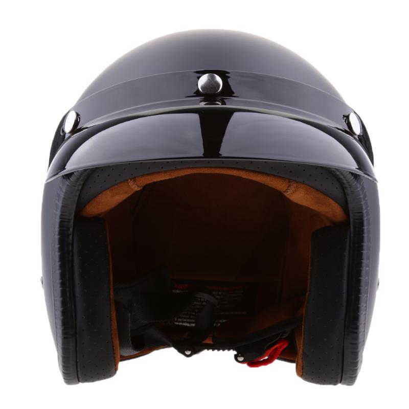 

Matte Black 3/4 Open Face Motorcycle ABS Shell Vintage Helmet Scooter Helm, As pic