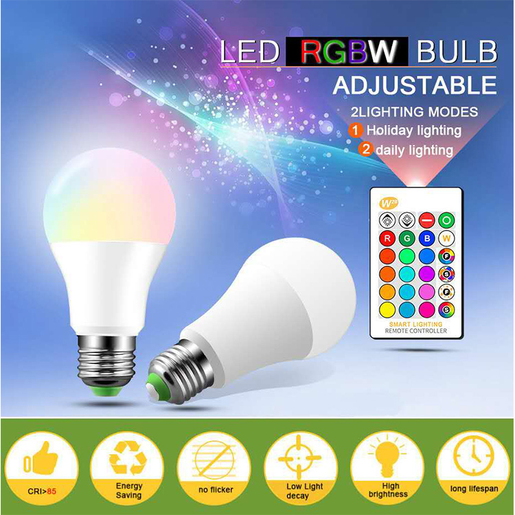 

LED Light Bulb AC85-265V Smart Lighting Lamp Color Change Dimmable With IR Remote Controller 3W 5W 10W 15W Smart Bulb