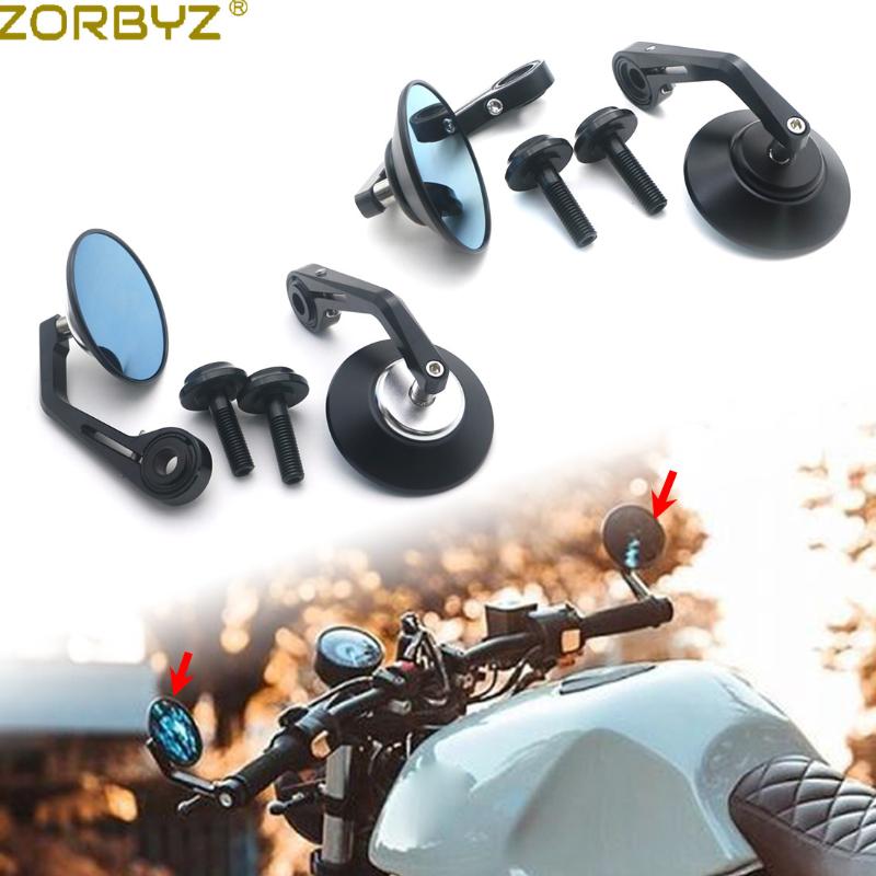 

ZORBYZ Motorcycle Black CNC Aluminium Round Handlebar end Side Mirror 12mm Bolt-on For R nineT Urban HP4 S1000R