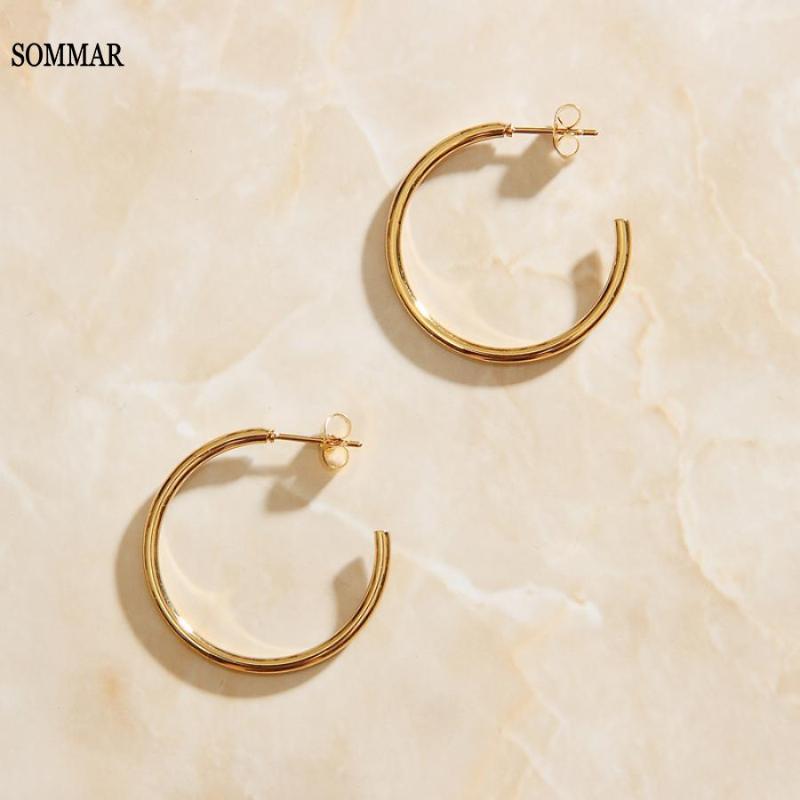 

SOMMAR New 2020 Gold color Perfume women hoop earrings Circular Geometric women earring Girlfriend Birthday's Gift