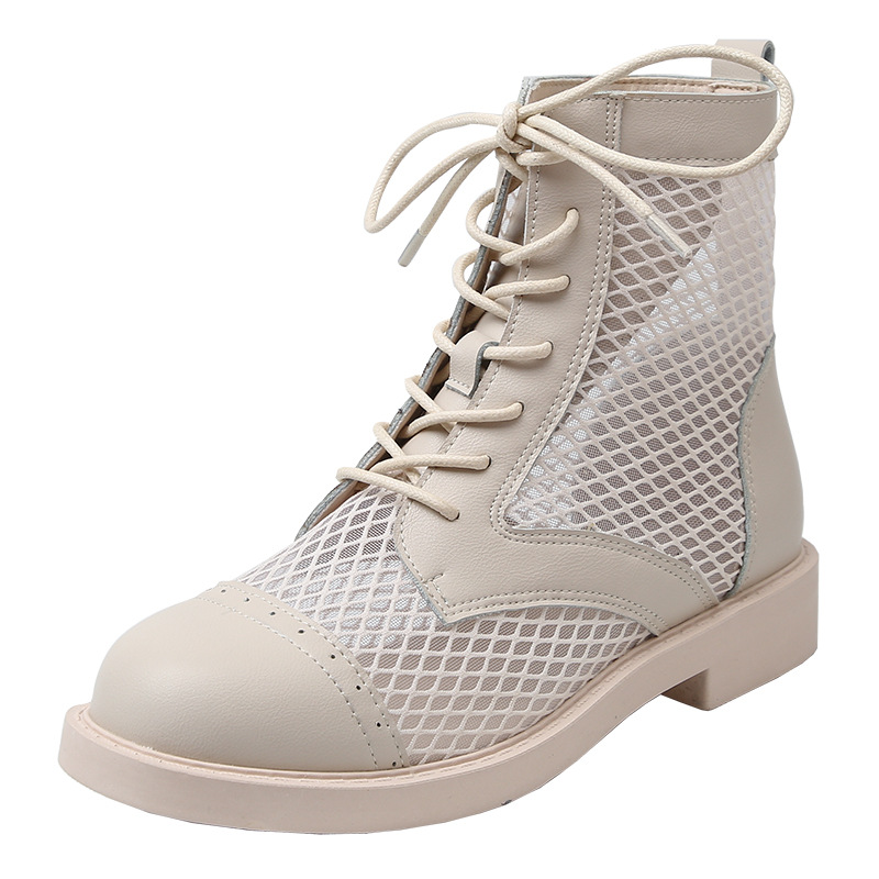 

Net boots large size fashion ladies boots ladies hollow autumn new lace-up thin section breathable, Black