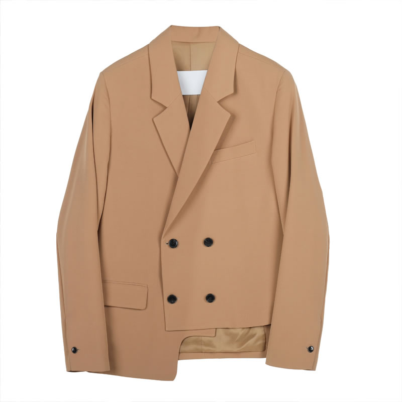 

SONDR Vintage Irregular Blazer Fashion New Single Breast Pocket 2020 Spring Split Small Fresh Casual Style Coat Top XJ4315, Khaki xj4315