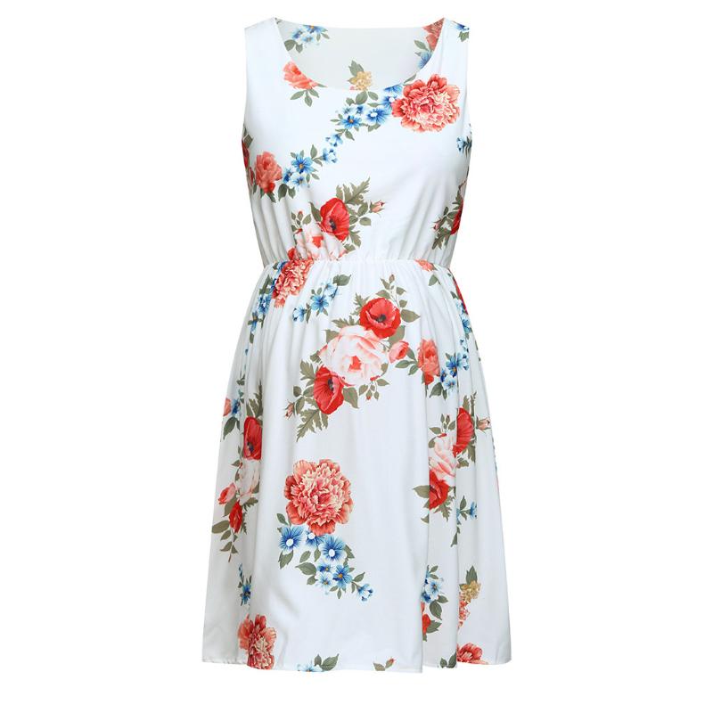 

SAGACE pregnant women sleeveless suspenders frills photography photography straight dress pregnant women printed waist dress, White
