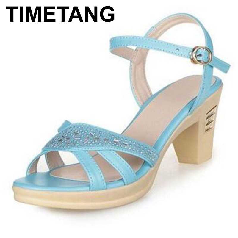 

TIMETANG Women's Square Heel Sandals | Fashion shoes with simple and high square heels, solid and concise sandals for women, Black