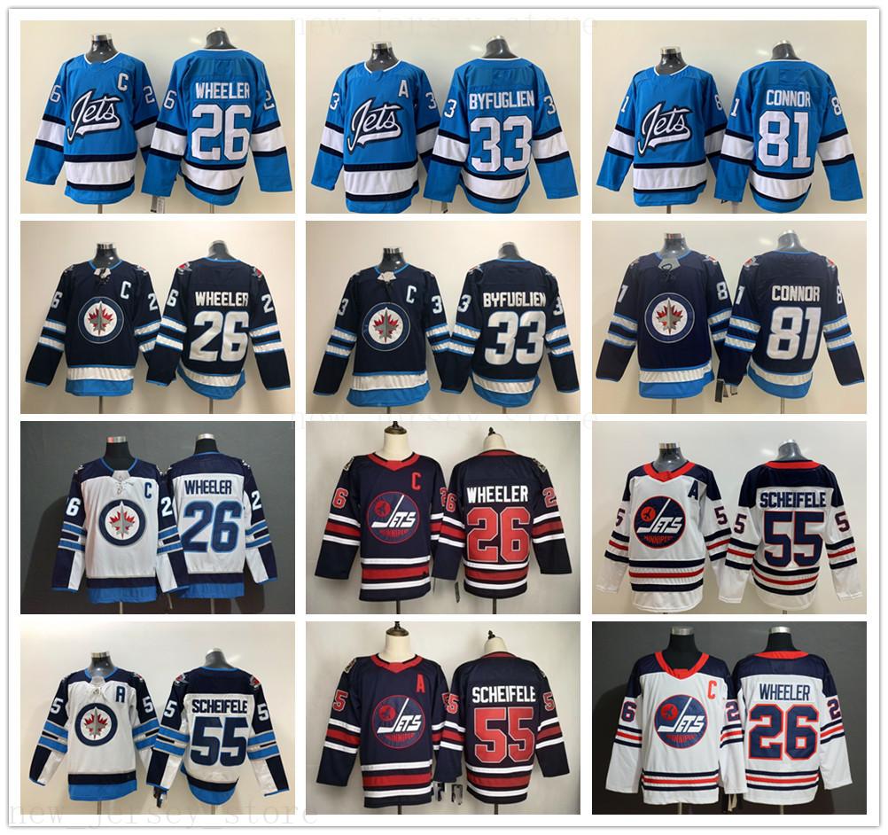 

Winnipeg Jets Hockey Jersey 26 Blake Wheeler 33 Dustin Byfuglien 55 Mark Scheifele 81 Kyle Connor Jerseys New Heritage Classic Ice Hockey, As shown in illustration