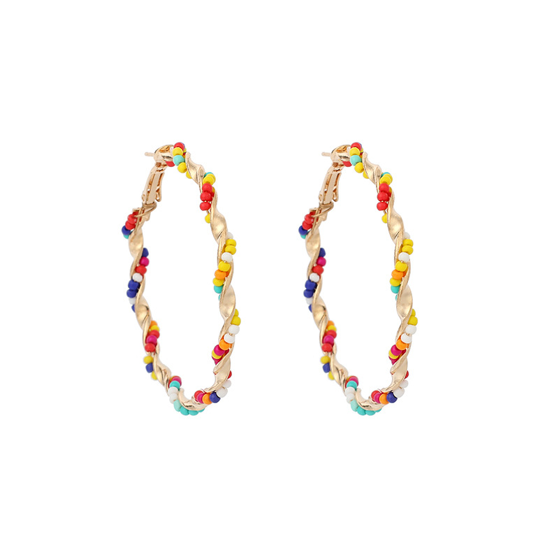 

Bohemian Fashion Color Rice Bead Round Earrings Women's Handmade Earrings Women's Wedding Jewelry Accessories
