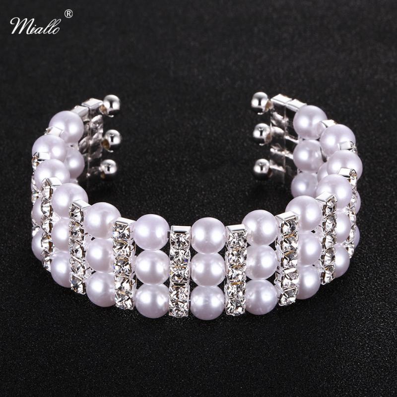 

Miallo Newest Fashion Pearls Austrian Crystal Bracelets & Bangles Women Wedding Party Jewelry Accessories Charms