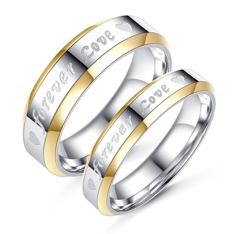 

Gold Color Letter Ring Couple Fashion Creative Stainless Steel Gilt Ring Jewelry Valentine's Day Gift Big Promotion