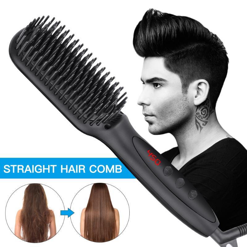 

Electric Hair Straightener Brush Beard Straightener Brush Heated Beard Comb Flat Iron Straightening Smoothing Hair Styler