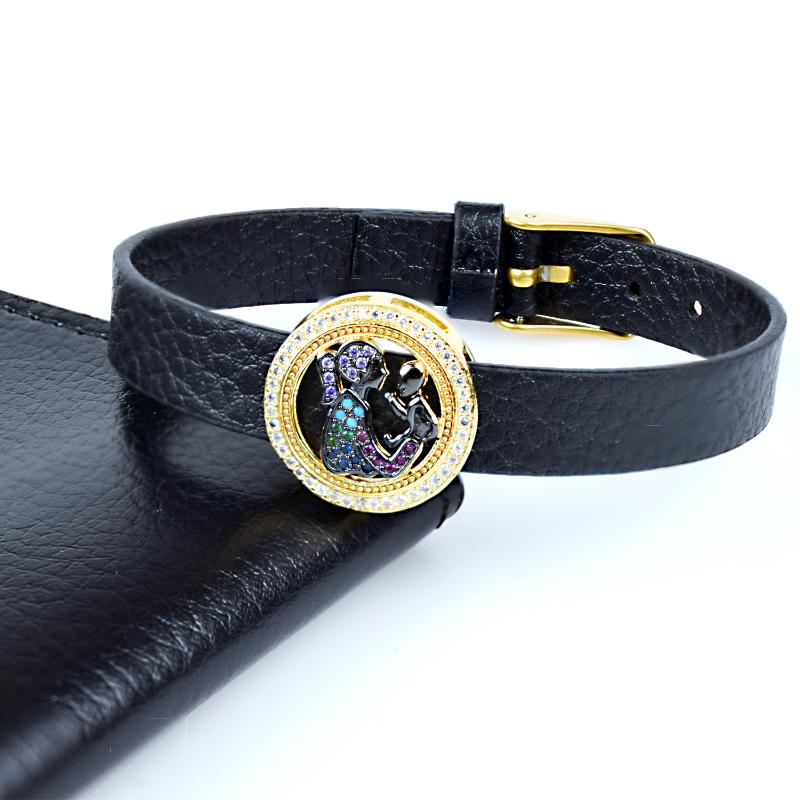 

Hollow Round Charm with Mom and Baby In Middle Cubic Zircon Bracelet Male Women Jewelry Classic Wrap Leather Bracelets & Bangles
