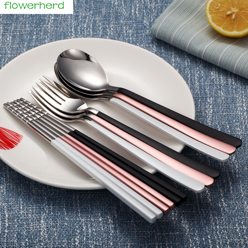 

3pcs/4pcs Dinner Set Cutlery European Flatware Sets Kitchen Dinnerware 304 Stainless Steel Portable Tableware Set Back to school