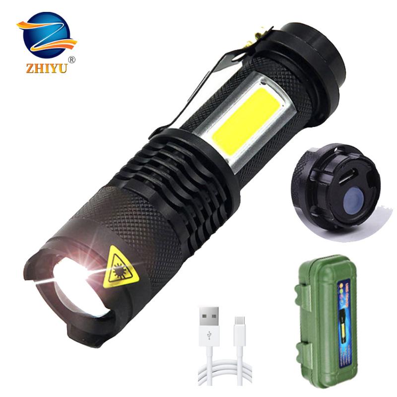 

ZHIYU Mini LED XPE COB Portable Flash Lights Zoomable Camping Outdoor Lamp USB Rechargeable Flashlights High Power