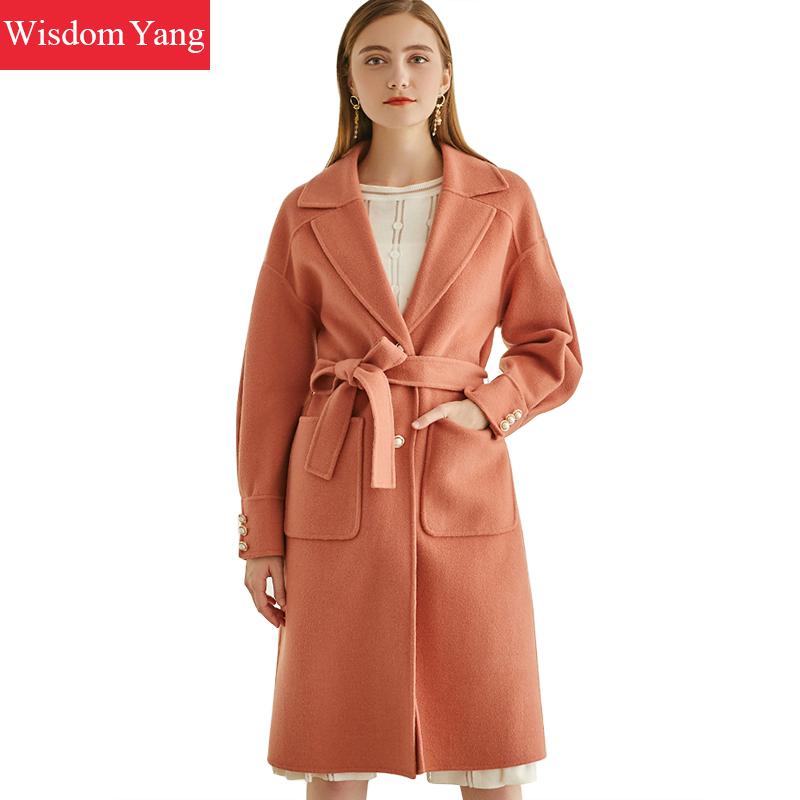 

Winter Coat Women Warm Wool Suit Trench Elegant Pearl Orange Oversize Woolen Autumn Overcoat Wrap Woollen Outerwear Korean Coat, See picture