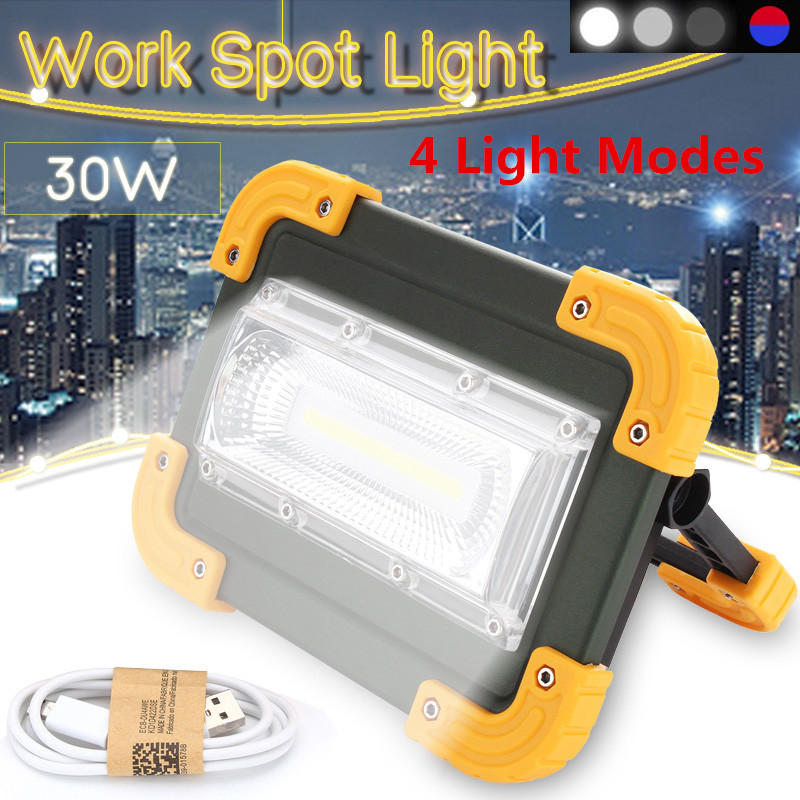 

4 modes COB LED Work Light Floodlight USB Charging Spotlight Outdoor Camping Portable Led Searchlight Rechargeable Battery