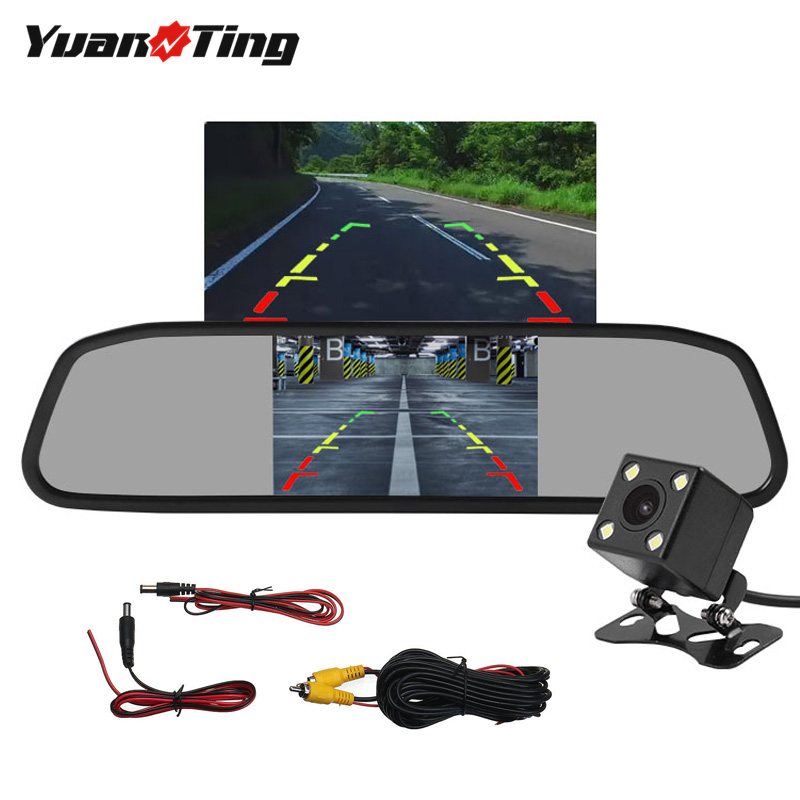 

YuanTing 4.3" Mirror Monitor Kit with Car 4 LEDs Waterproof Night Vision Reversing Backup Camera 170 Degree Wide View Field