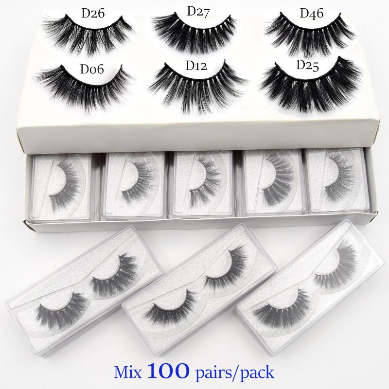 

100pairs/pack visofree 3D Faux mink eyelashes makeup natural fake eyelashes wholesale mink lashes bulk maquillaje faux cils
