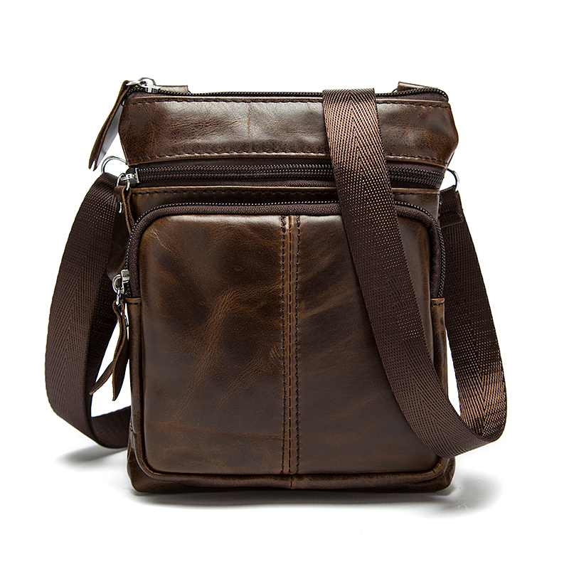 

Messenger Bag Mens Shoulder Genuine Leather bags Flap Small male man Crossbody bags for men natural Leather bag, Black