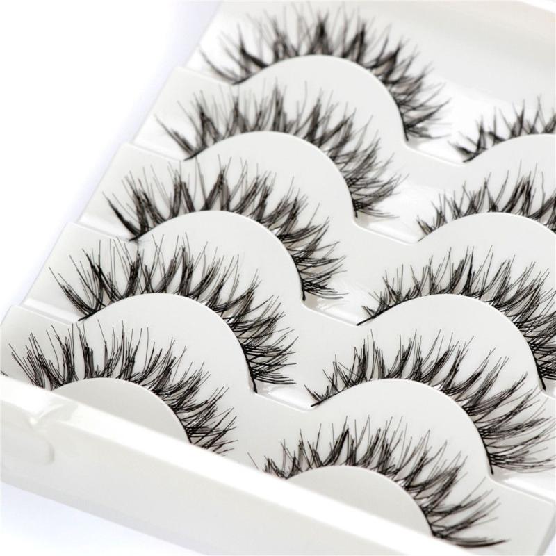 

5 Pairs Multipack Soft Mink Hair False Eyelashes Handmade Wispy Fluffy Long Lashes Makeup Tools Faux Eye Lashes