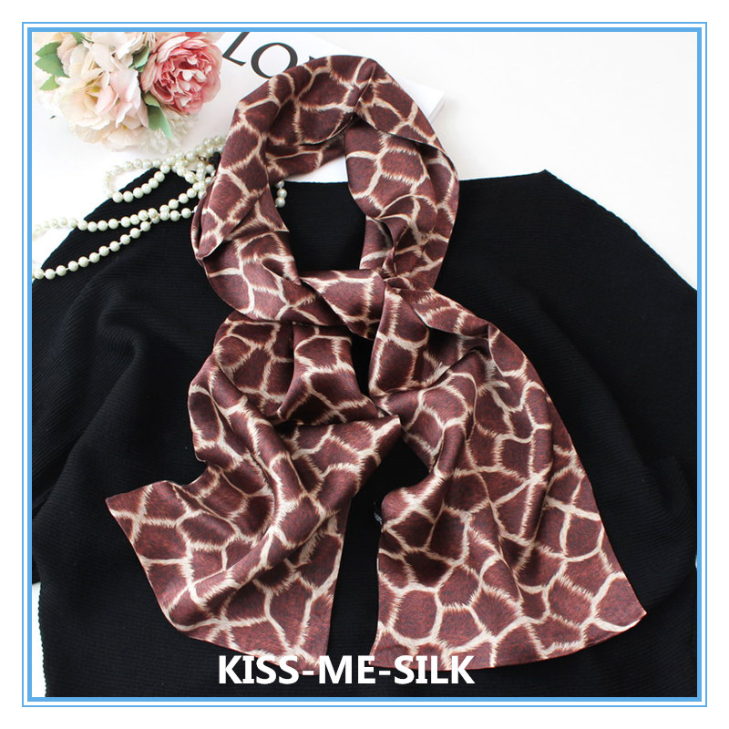 

KMS Double layer small silk scarf long scarf silk decoration headscarf hairband 21*140CM/35G
