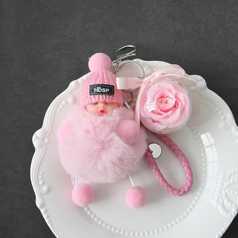 

Personalized Wedding Gift For Guests Bridesmaid Gift Baby Shower Birthday Souvenir Hanging Preserve Flower Keychain Eternal Rose