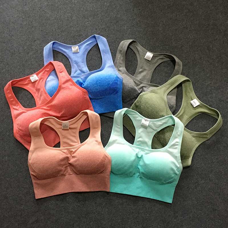 

New Women Energy Seamless Sports Bra Push Up Yoga Bra Gym Crop Top Racerback Workout Brassiere Fitness Tops Sportswear, Blue
