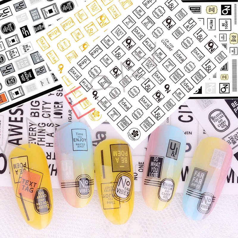 

You HereText Tag 3D Nail Sticker for Nails Self-adhesive Label Sticker Decals Idea Manicure Design Nail Art Decoration on Love, Xf3102