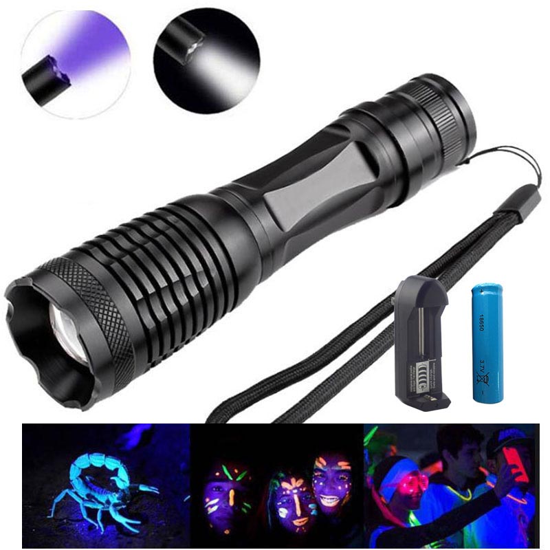 

395nm Led UV flash Torch 2 in 1 powerful white Light Ultra Violet Scorpions lamp Blacklight UV Fluorescent Lamp Money