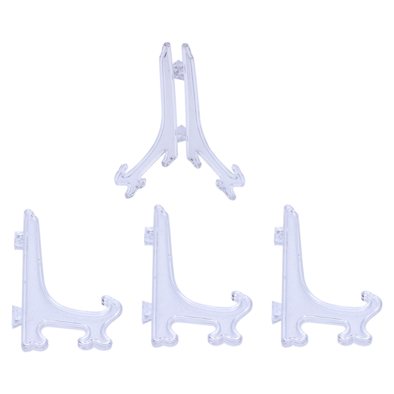 

4X dish rack dish holder stand for photos 12.5*7.5cm transparent