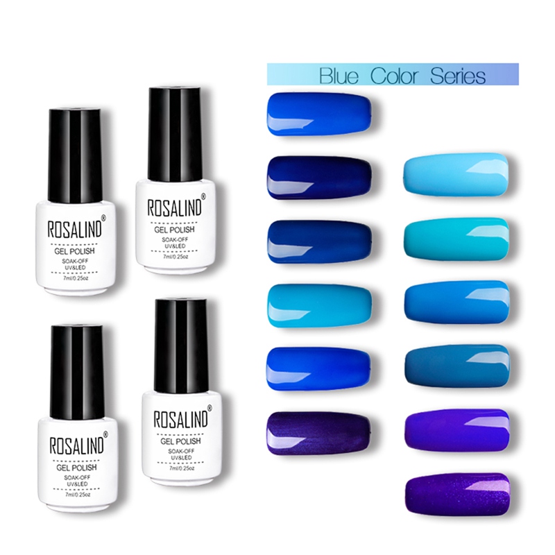 

White Bottle 7ml Blue Color Series Nail Gel Polish Soak-off LED UV Nail Varnish For Beauty, 01