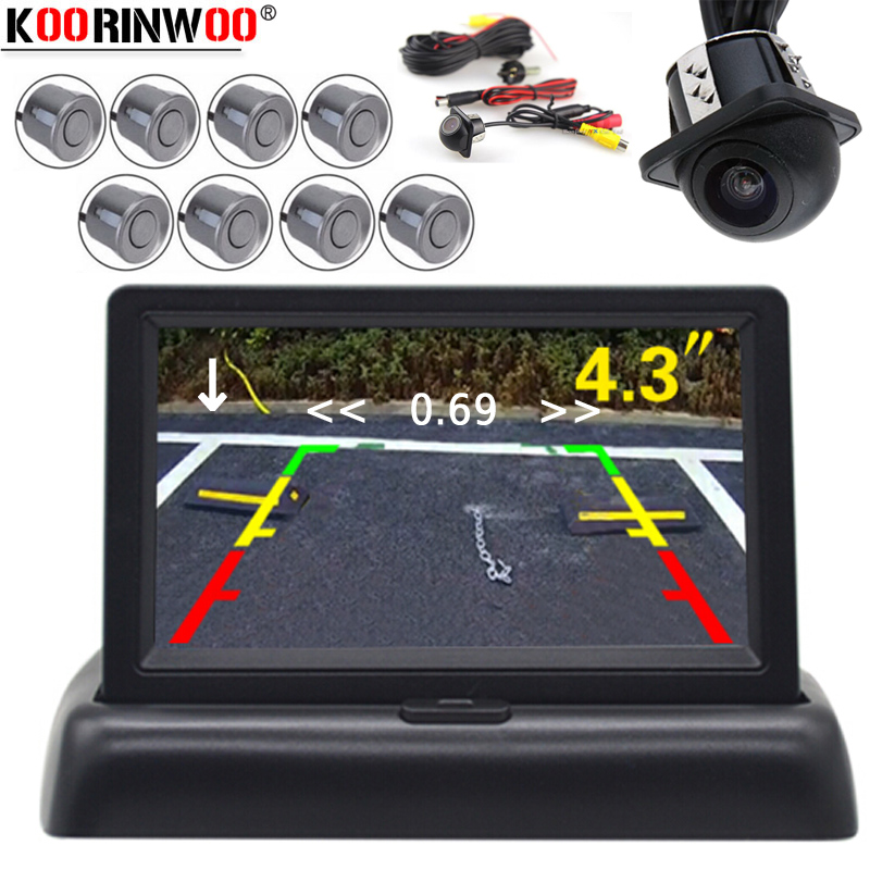 

Koorinwoo Universal Parktronic With Foldable Monitor TFT Car Parking Sensors 8 Buzzer Car Rear view camera Jalousie Detector
