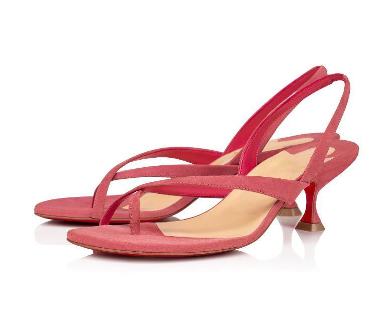 

Summer Women Red Bottom Sandals suede Taralita styles 55 mm heel flip flop slender straps Outdoor Casual Party Dress Wedding, Colour 1