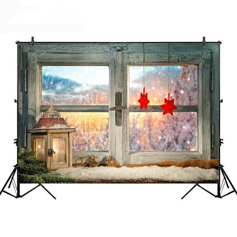 

Neoback Christmas Backdrop for Photography Fireplace and Chirstmas Tree Background for Photo Studio Red Sock Wood Wall Photocall