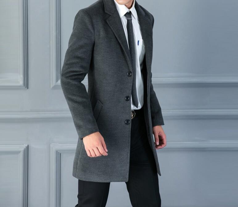 

5XL Hot / Spring/Autumn Men' New Fashion Lapel Long Single Breasted Smock Coat, Black