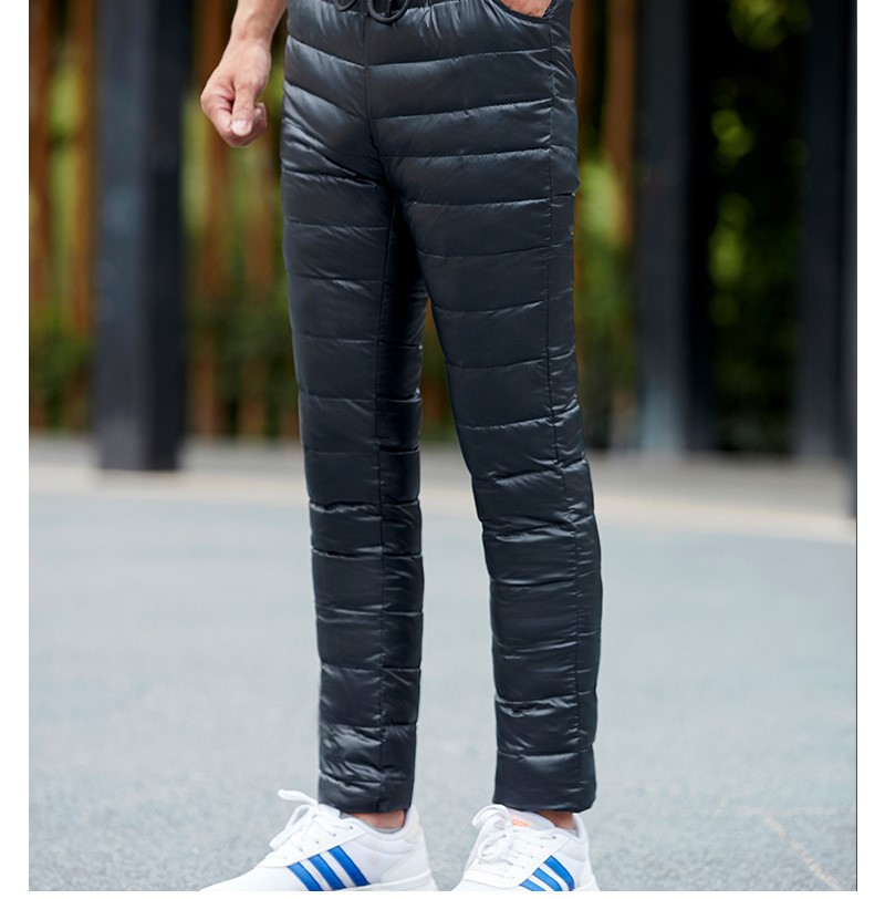 

Men Winter Down Pants Casual Solid Color Heavyweight High Quality Men' Down Wadded Trousers Comfortable Warm Hot Sale, Blue