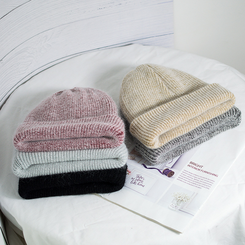 

2020 New Winter Hat for Women Cash Cashmere Knitted Beanies Thick Warm Ladies Wool Angora Hat Female Beanie Hats, White