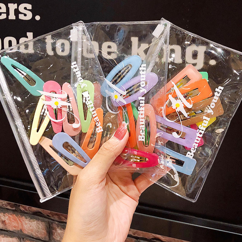 

8/10PCS/Set Bag Packed New Women Girls Cute Colorful Geometric Hairpins Sweet Hair Clips Barrettes Fashion Hair Accessories