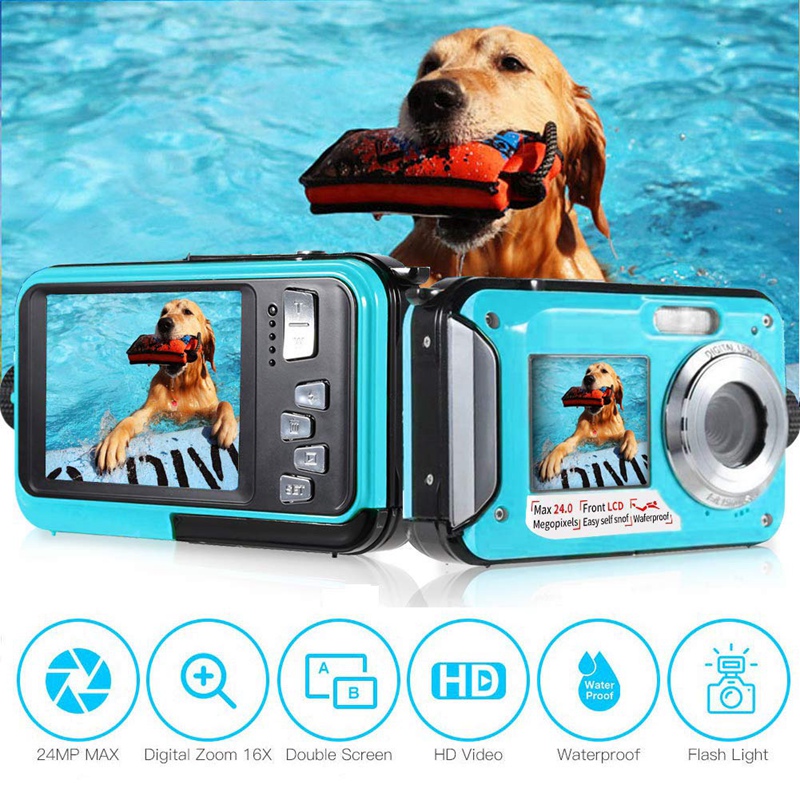 

Underwater Camera 24.0MP Waterproof Digital Camera Full HD 1080P Self-Timer Dual-Sn Video Recording Waterproof for Sn