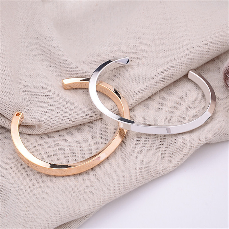 

Fashion Gold Silver Color Woman Bracelet & Bangles Minimalist Bangles Female irregular Shape Copper Open Cuff Jewelry