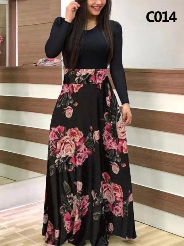 

2020New Large Size Spring Autumn Hohemia Women Midi Dress Casual Patchwork Parint Maxi Dresses Elegant Tunic Boho Party Vestidos, Ts8026-c012