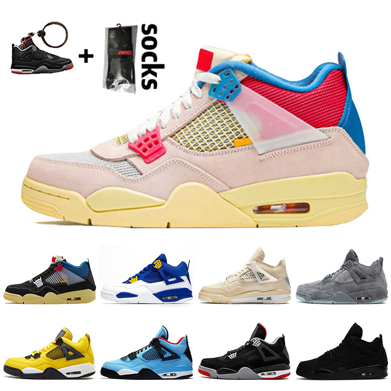 

2021 Fashion Guava Ice 4 Women Basketball Shoes 4s Mens Trainers Fire Red Sail Travis Black Cat Court Purple PSGs Sneakers, #10 grey 40-47