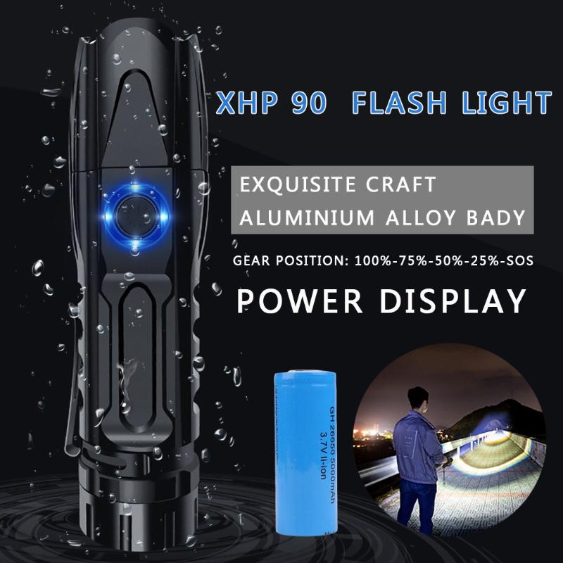 

Powerful Led Xhp 90 High-power With Battery 26650 Torch 5 Modes 2000lm Lumen Waterproof G3