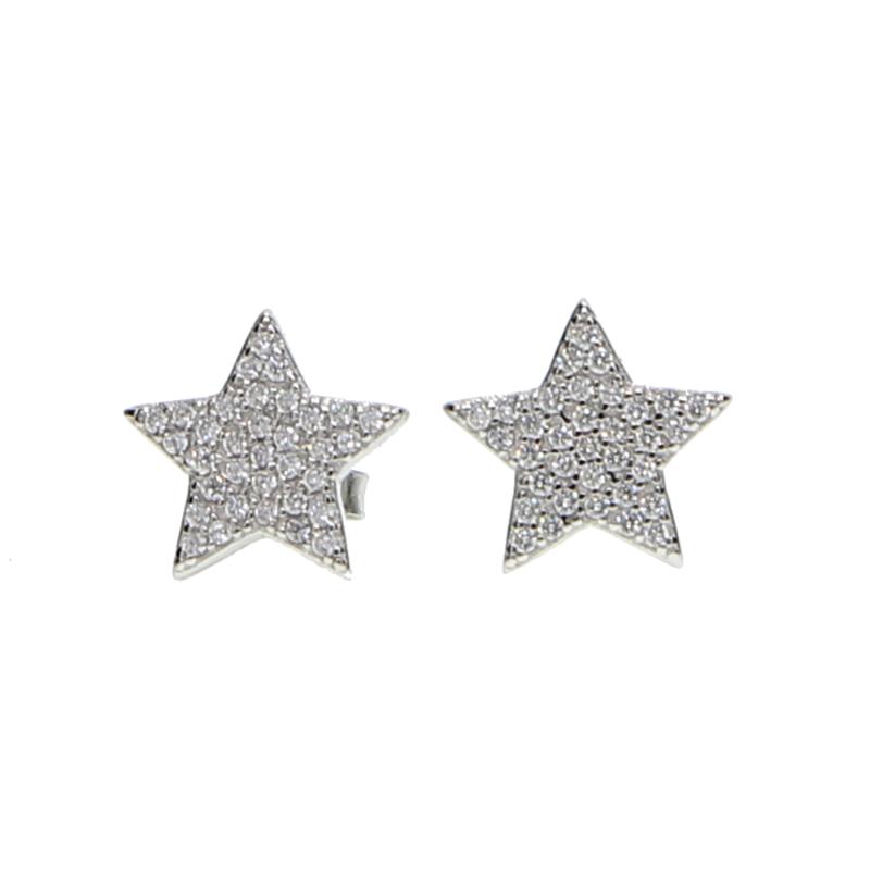 

100% 925 Sterling Silver one Star Stud Earrings For Women paved CZ Prevent Allergy Brincos pendientes mujer moda 2020 Brincos